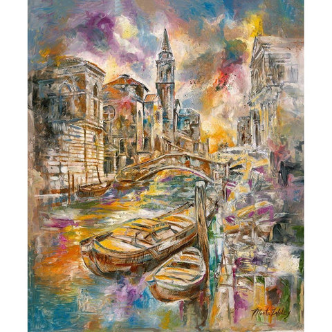 Golden Venice Colorful Gold Ornate Wood Framed Art Print with Double Matting by Wiley, Marta