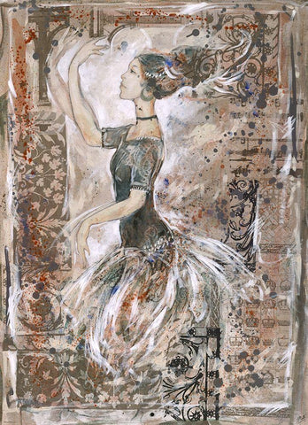 Collage Dancer White Modern Wood Framed Art Print with Double Matting by Wiley, Marta