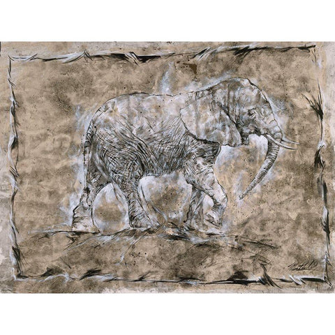 Baby Elephant, Beige White Modern Wood Framed Art Print by Wiley, Marta