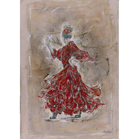 Scarlet Red Dancer White Modern Wood Framed Art Print by Wiley, Marta