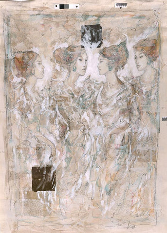 Beige, Ballerina Black Ornate Wood Framed Art Print with Double Matting by Wiley, Marta