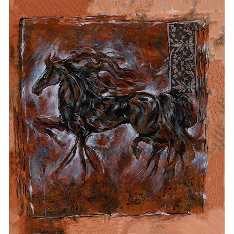 Sepia horse crackle Black Modern Wood Framed Art Print with Double Matting by Wiley, Marta