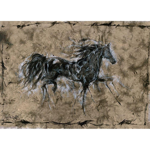 Crackle Horse Black White Modern Wood Framed Art Print by Wiley, Marta