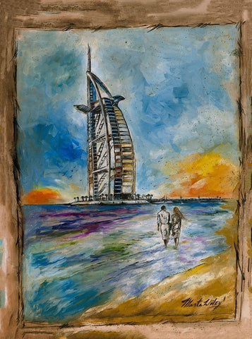 Dubai, Color Black Ornate Wood Framed Art Print with Double Matting by Wiley, Marta