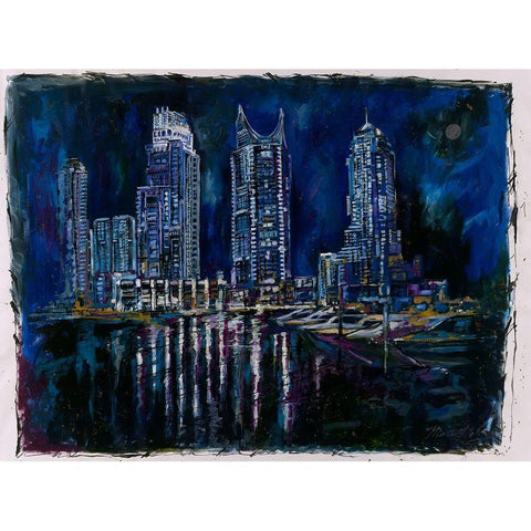 Blue Dubai White Modern Wood Framed Art Print by Wiley, Marta