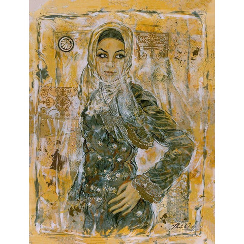 Golden Woman Dubai White Modern Wood Framed Art Print by Wiley, Marta