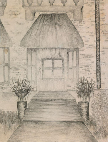 Pencil White Modern Wood Framed Art Print with Double Matting by Wiley, Marta