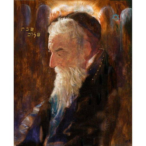 Rabbi Black Modern Wood Framed Art Print with Double Matting by Wiley, Marta