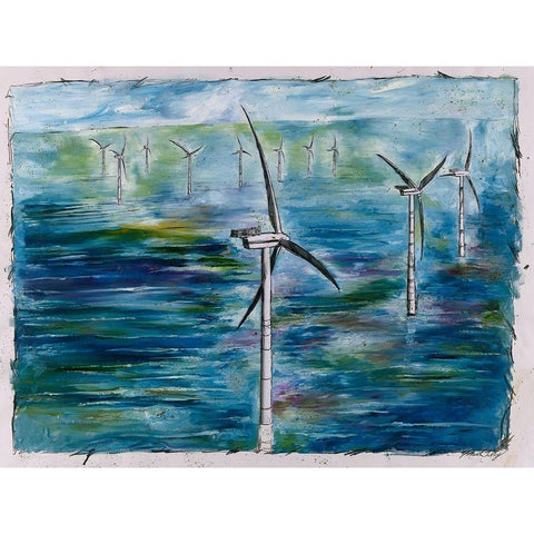 Wind Energy Gold Ornate Wood Framed Art Print with Double Matting by Wiley, Marta