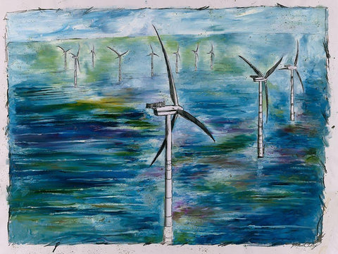 Wind Energy Black Ornate Wood Framed Art Print with Double Matting by Wiley, Marta