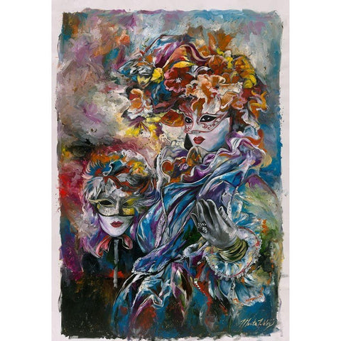 Festival Cyan Blue Black Modern Wood Framed Art Print by Wiley, Marta