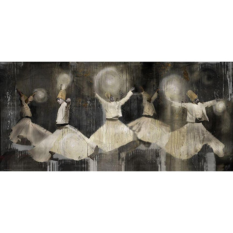 Sufi Dancer Male Black Modern Wood Framed Art Print with Double Matting by Wiley, Marta