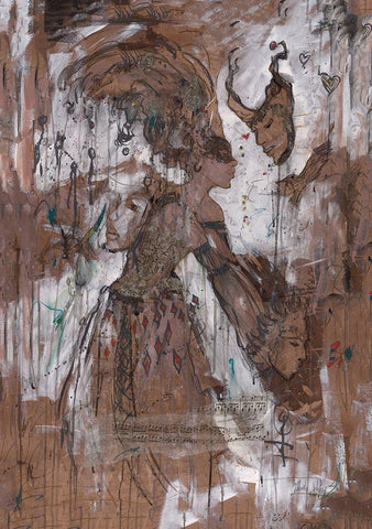 Sepia, Figure III Black Ornate Wood Framed Art Print with Double Matting by Wiley, Marta