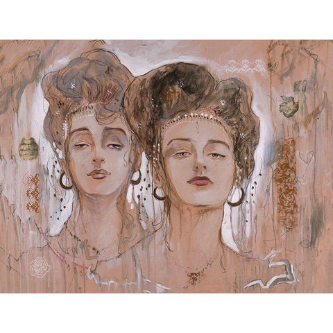 Two Ladies White Modern Wood Framed Art Print by Wiley, Marta