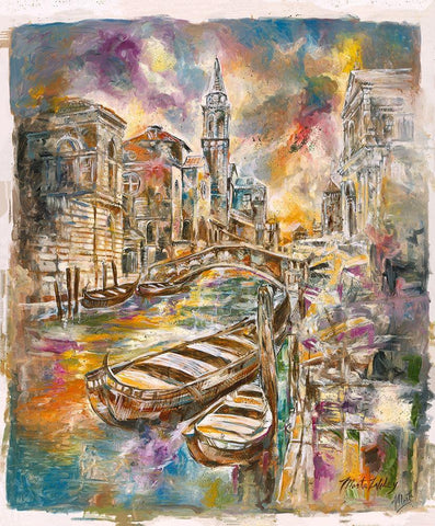 Venice I White Modern Wood Framed Art Print with Double Matting by Wiley, Marta