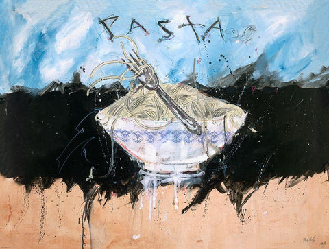 Pasta White Modern Wood Framed Art Print with Double Matting by Wiley, Marta