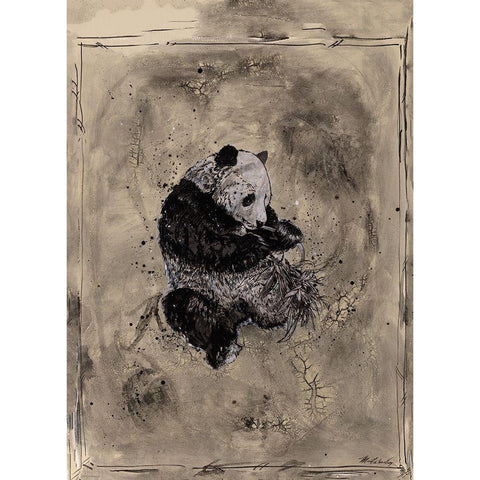 Panda Gold Ornate Wood Framed Art Print with Double Matting by Wiley, Marta