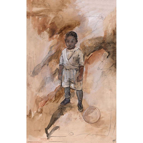 African Boy Gold Ornate Wood Framed Art Print with Double Matting by Wiley, Marta