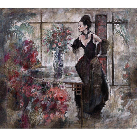 Floral and Figure White Modern Wood Framed Art Print by Wiley, Marta