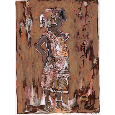 African Girl White Modern Wood Framed Art Print by Wiley, Marta