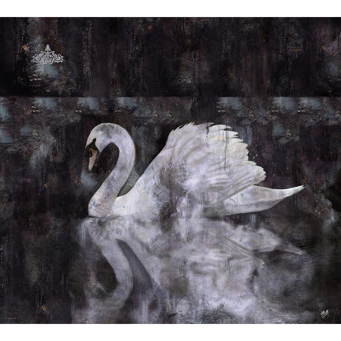 Swan II White Modern Wood Framed Art Print by Wiley, Marta