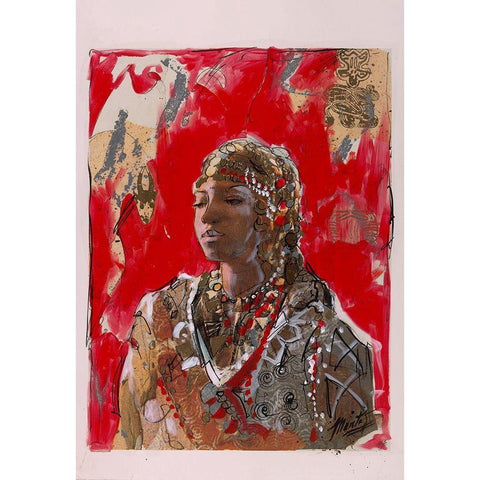 Red African White Modern Wood Framed Art Print by Wiley, Marta