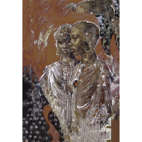 Sepia African Black Modern Wood Framed Art Print with Double Matting by Wiley, Marta