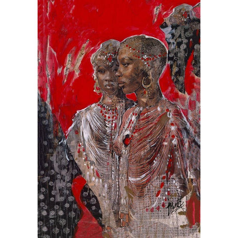 Cadmium Red African Black Modern Wood Framed Art Print with Double Matting by Wiley, Marta