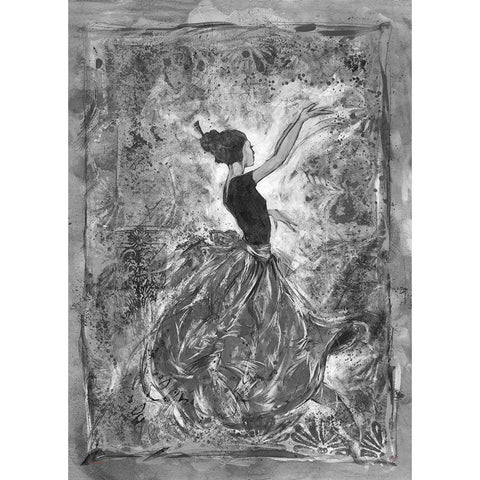 Dancer VI- Red Skirt Black Modern Wood Framed Art Print with Double Matting by Wiley, Marta