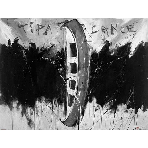 Tip A Canoe BandW Black Modern Wood Framed Art Print by Wiley, Marta
