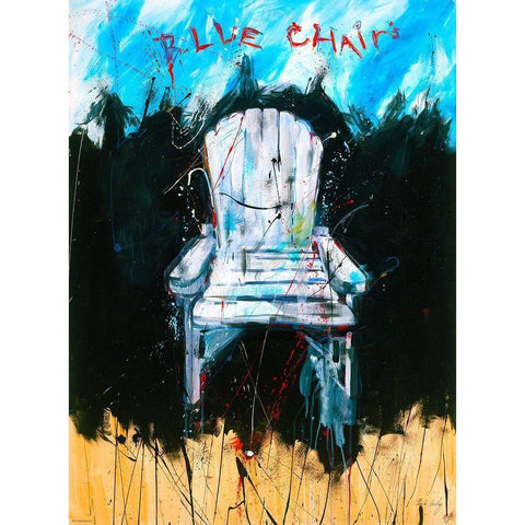 Blue Chair color White Modern Wood Framed Art Print by Wiley, Marta