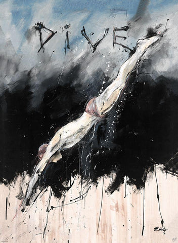 Dive Light Color Black Ornate Wood Framed Art Print with Double Matting by Wiley, Marta