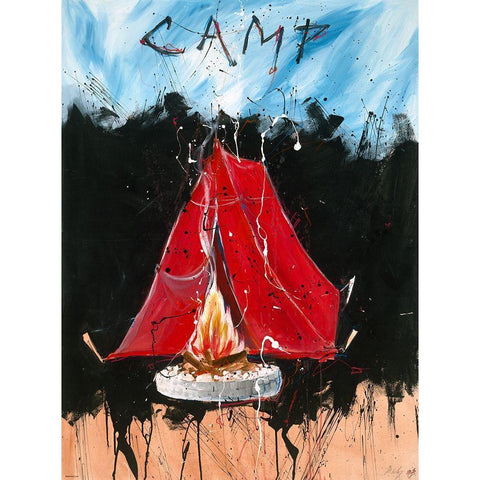 Camp Darker colors Black Modern Wood Framed Art Print by Wiley, Marta