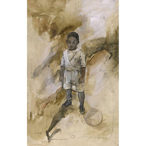 African Boy Black Modern Wood Framed Art Print with Double Matting by Wiley, Marta