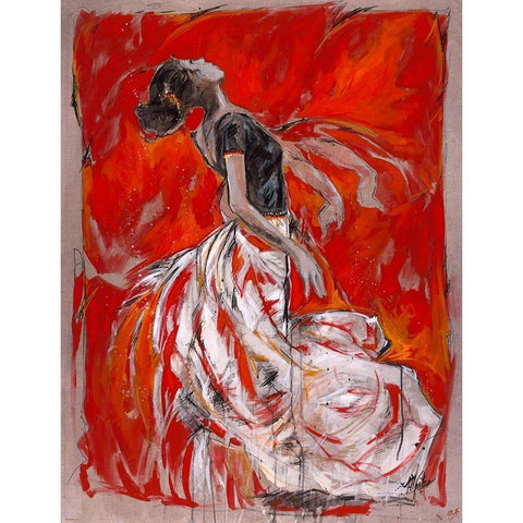 Red Dancer- Cadmium Black Modern Wood Framed Art Print with Double Matting by Wiley, Marta