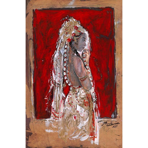 Red Veil White Modern Wood Framed Art Print by Wiley, Marta