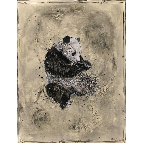 Panda- Beige Gold Ornate Wood Framed Art Print with Double Matting by Wiley, Marta