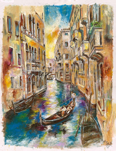 Venice III White Modern Wood Framed Art Print with Double Matting by Wiley, Marta