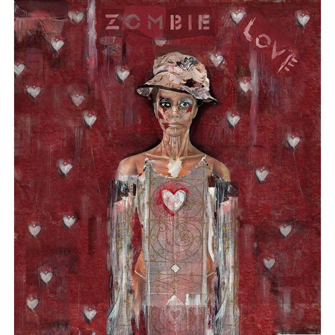 Zombie Love Woman White Modern Wood Framed Art Print by Wiley, Marta