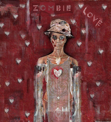 Zombie Love Woman White Modern Wood Framed Art Print with Double Matting by Wiley, Marta