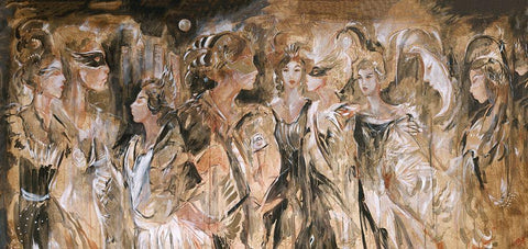 Renaisaunce III- vertical piece Black Ornate Wood Framed Art Print with Double Matting by Wiley, Marta