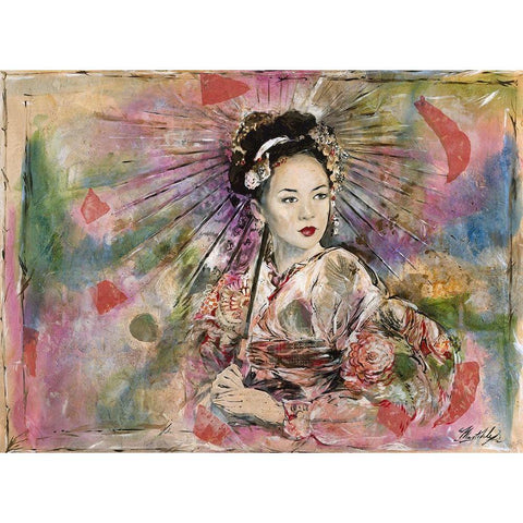 Geisha II Black Modern Wood Framed Art Print with Double Matting by Wiley, Marta