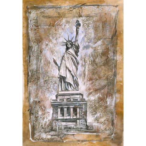 Statue Of Liberty Black Modern Wood Framed Art Print with Double Matting by Wiley, Marta