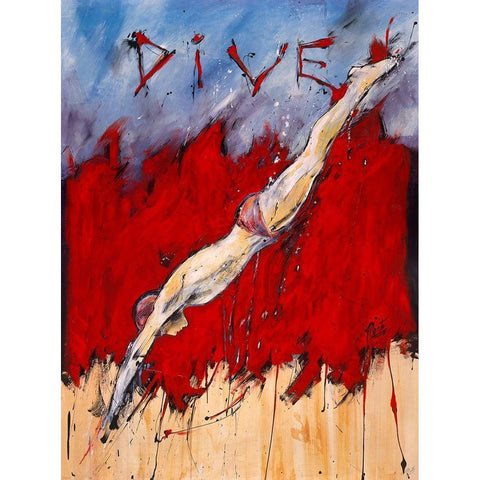 Dive White Modern Wood Framed Art Print by Wiley, Marta