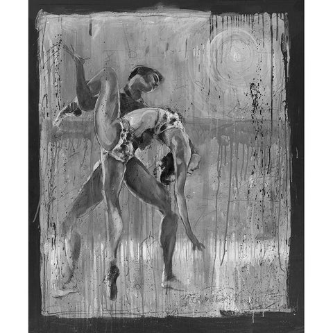 Couple Dance BandW Black Modern Wood Framed Art Print with Double Matting by Wiley, Marta