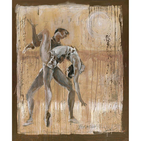 Dancers  Black Modern Wood Framed Art Print with Double Matting by Wiley, Marta