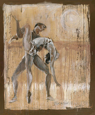 Dancers  White Modern Wood Framed Art Print with Double Matting by Wiley, Marta