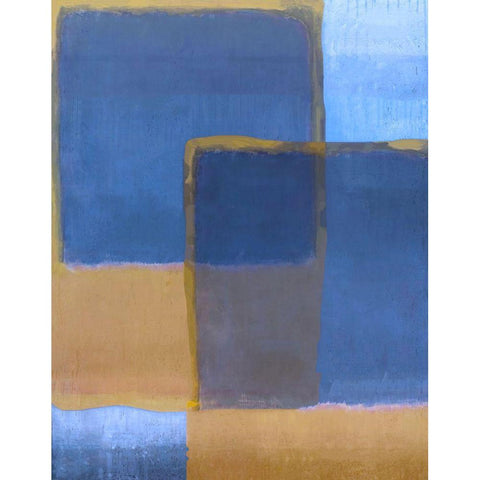 Blue and Ochre White Modern Wood Framed Art Print by Wiley, Marta