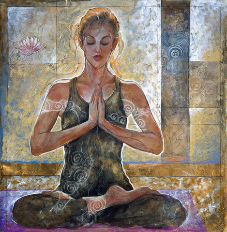 Yoga I Black Ornate Wood Framed Art Print with Double Matting by Wiley, Marta