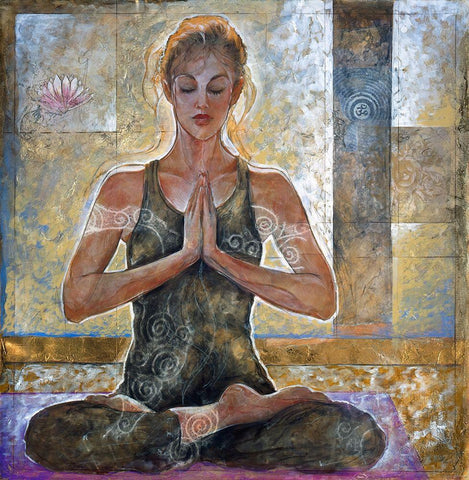 Yoga Sandy Black Ornate Wood Framed Art Print with Double Matting by Wiley, Marta